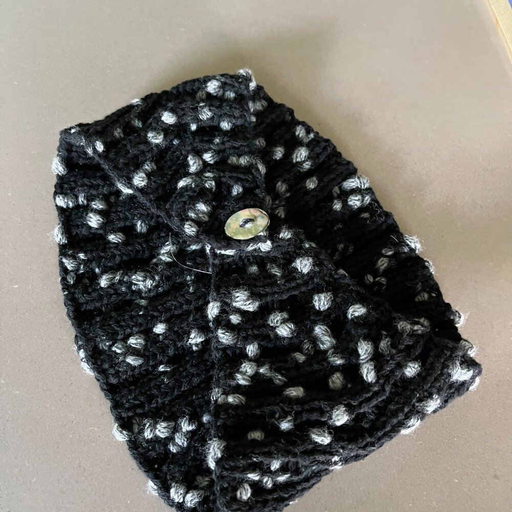 Soft Black Hand Knitted Headscarf